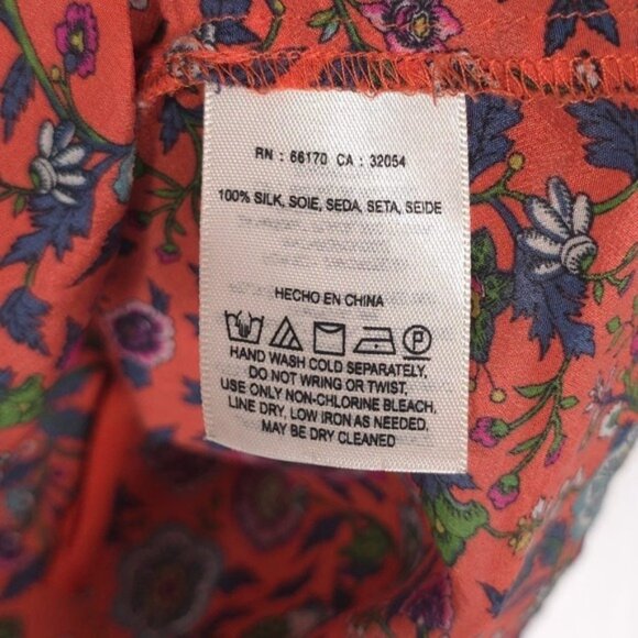 Maeve Anthropologie Maes Floral 100% SILK Top SMALL Kimono Sleeve Tie Back - Picture 10 of 10